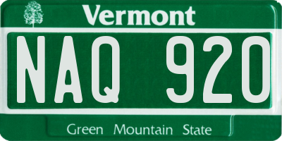 VT license plate NAQ920