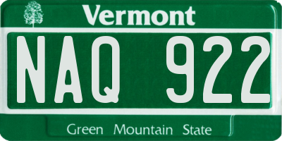 VT license plate NAQ922