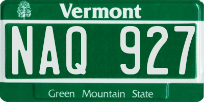VT license plate NAQ927