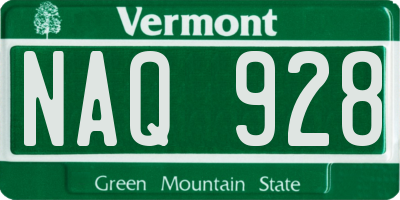 VT license plate NAQ928