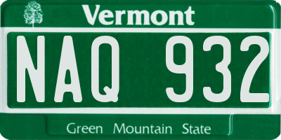 VT license plate NAQ932