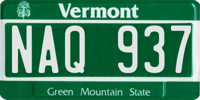 VT license plate NAQ937