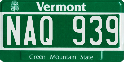 VT license plate NAQ939