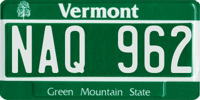 VT license plate NAQ962