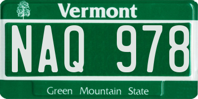 VT license plate NAQ978