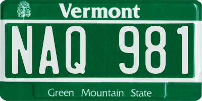VT license plate NAQ981
