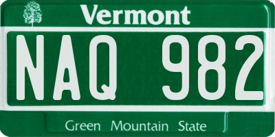 VT license plate NAQ982