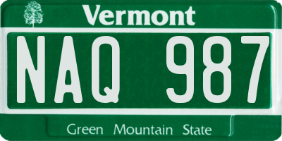 VT license plate NAQ987