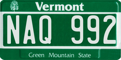 VT license plate NAQ992