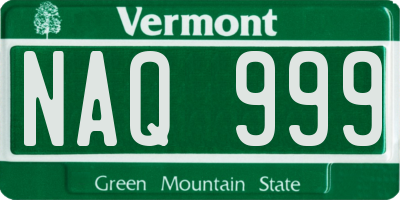 VT license plate NAQ999