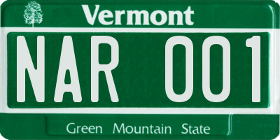 VT license plate NAR001