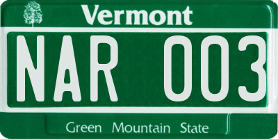 VT license plate NAR003