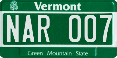 VT license plate NAR007