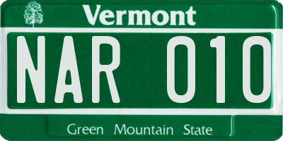 VT license plate NAR010