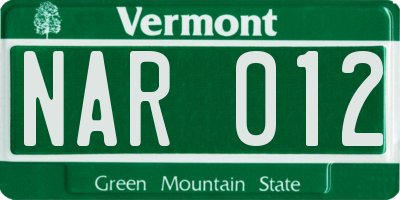 VT license plate NAR012
