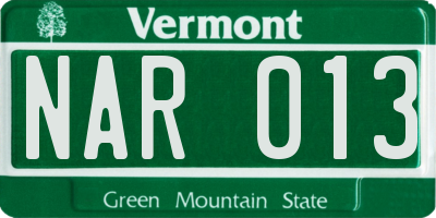 VT license plate NAR013