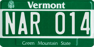 VT license plate NAR014
