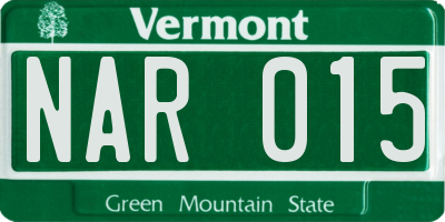 VT license plate NAR015