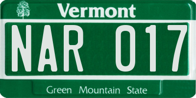 VT license plate NAR017