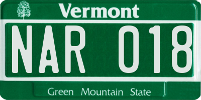 VT license plate NAR018