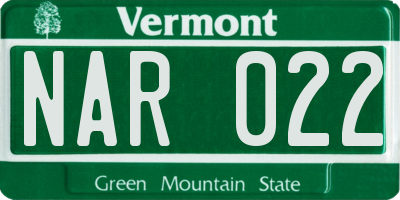 VT license plate NAR022