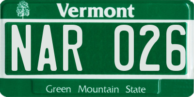 VT license plate NAR026