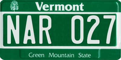 VT license plate NAR027