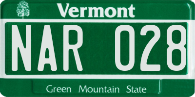 VT license plate NAR028