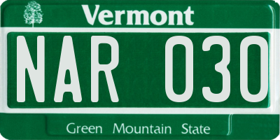 VT license plate NAR030