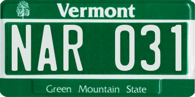 VT license plate NAR031