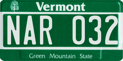 VT license plate NAR032