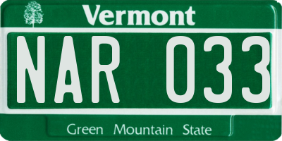 VT license plate NAR033
