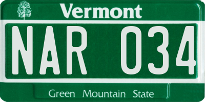 VT license plate NAR034