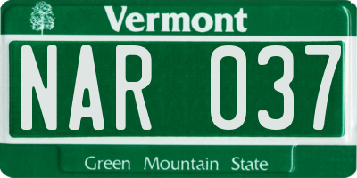 VT license plate NAR037