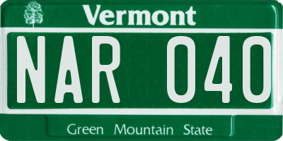 VT license plate NAR040