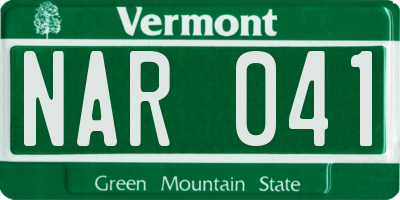 VT license plate NAR041