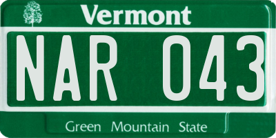 VT license plate NAR043