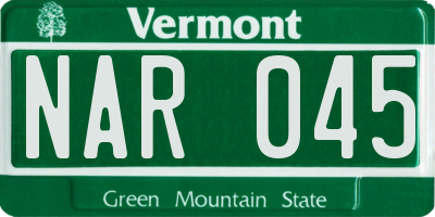 VT license plate NAR045