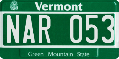 VT license plate NAR053
