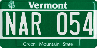 VT license plate NAR054