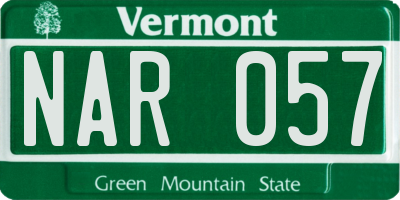 VT license plate NAR057