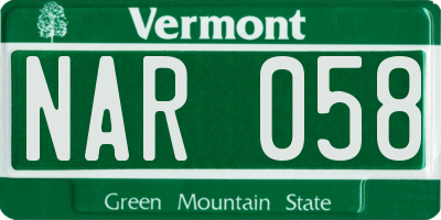 VT license plate NAR058