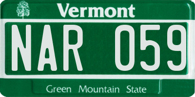 VT license plate NAR059