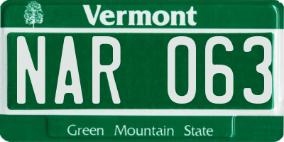 VT license plate NAR063