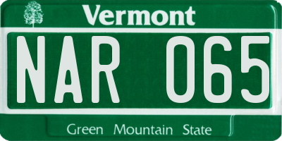VT license plate NAR065
