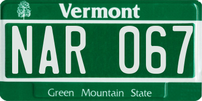 VT license plate NAR067