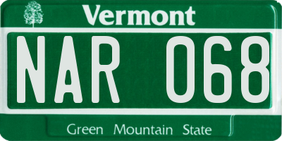 VT license plate NAR068
