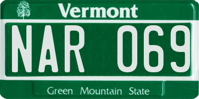 VT license plate NAR069