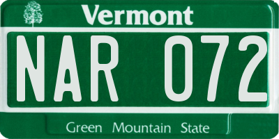 VT license plate NAR072