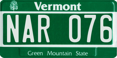 VT license plate NAR076